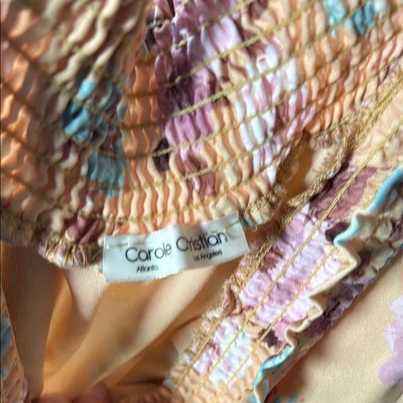 Cream V-Neck Sundress with Bishop Sleeves - Picture 6 of 6